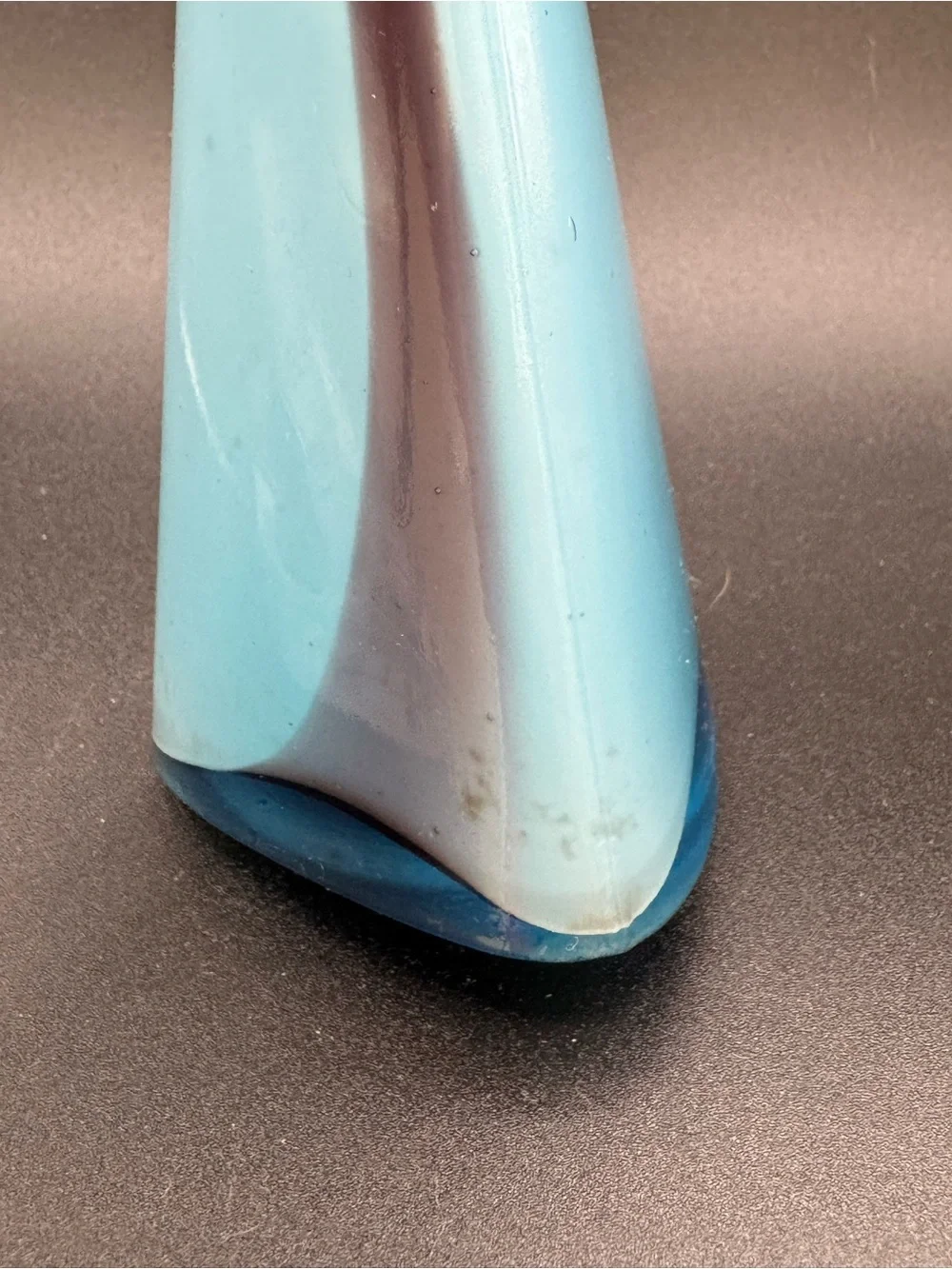 VTG Art Glass Bud Vase Futuristic Modern Amorphous 3 sided Contemporary 7.5”